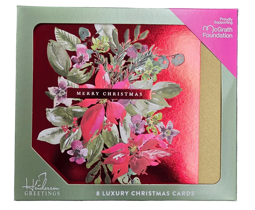 CHARITY CHRISTMAS CARDS Boxed Central Watercolour Leaves