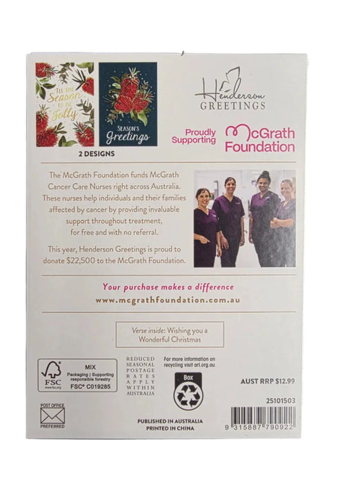 CHARITY CHRISTMAS CARDS Boxed Bottlebrush Border Australiana