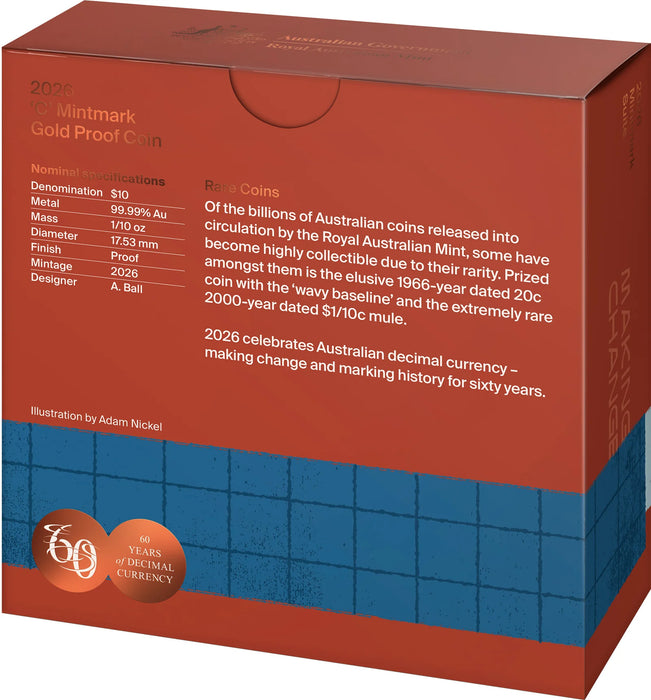 2026 $10 C MINTMARK GOLD PROOF COIN MAKING CHANGE