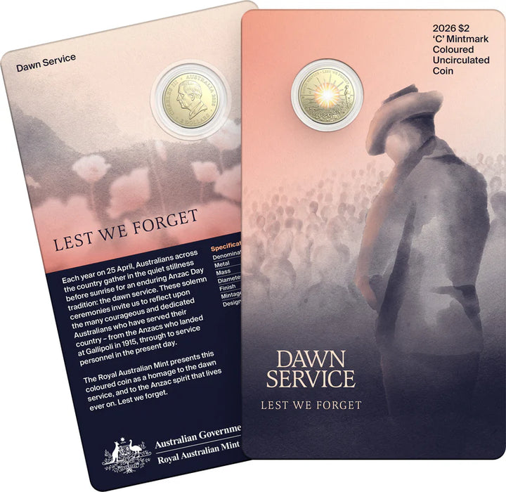 2026 $2 DAWN SERVICE COLOURED UNCIRCULATED COIN