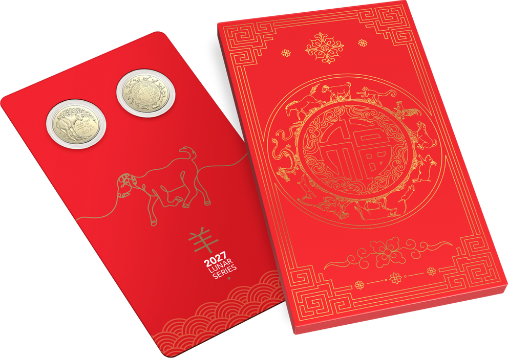 YEAR OF THE GOAT 2027 $1 UNCIRCULATED TWO COIN SET
