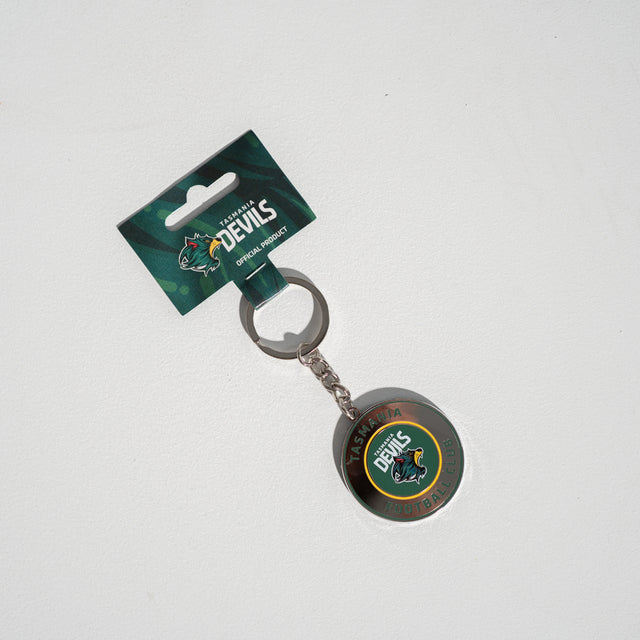 TASMANIA DEVILS OFFICIAL PRODUCT ROUND LOGO METAL KEYRING