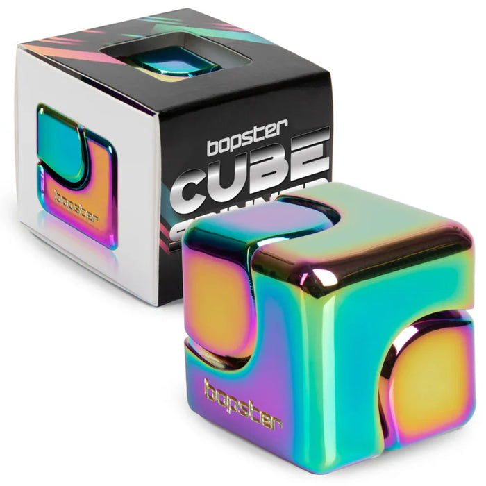 Bopster Fidget Spinner Cube | Multicolored Metallic