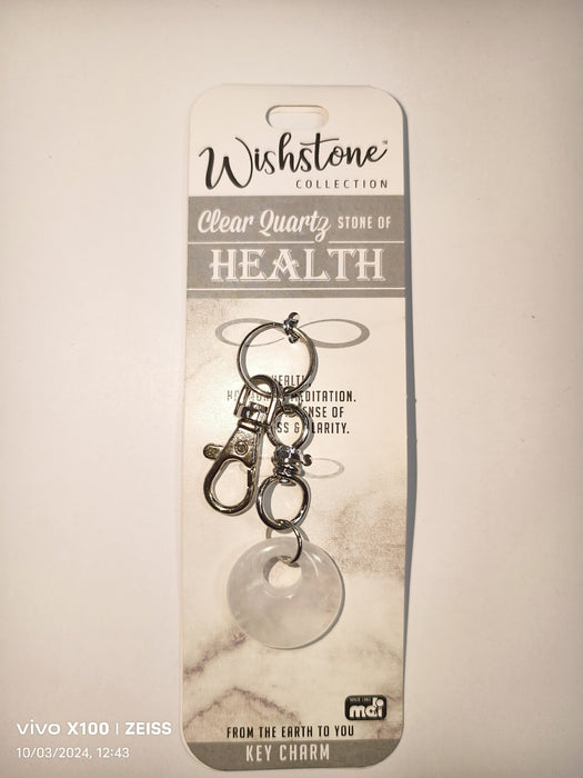 WISHSTONE COLLECTION CLEAR QUARTZ BAG CHARM -KEY CHAIN 