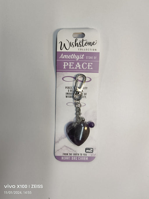 WISHSTONE COLLECTION AMETHYST HEART BAG CHARM 