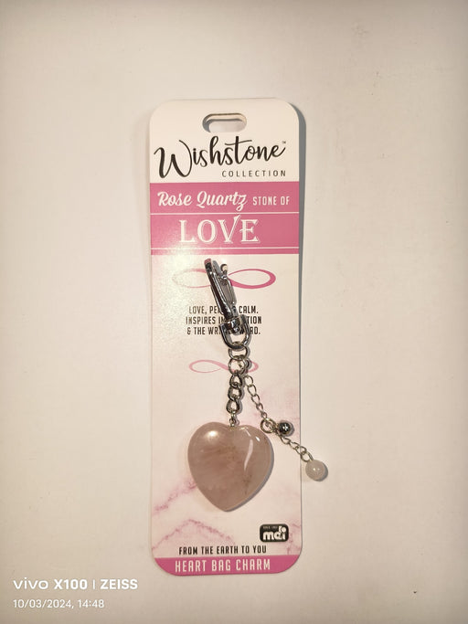 WISHSTONE COLLECTION ROSE QUARTZ HEART BAG CHARM 