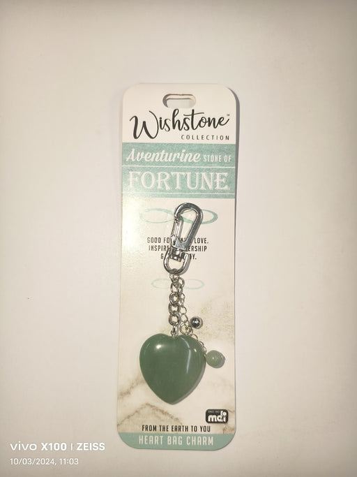 WISHSTONE COLLECTION ADVENTURINE HEART BAG CHARM 