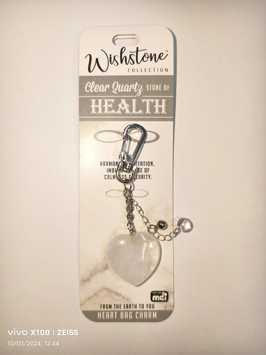 WISHSTONE COLLECTION CLEAR QUARTZ HEARTBAG CHARM 