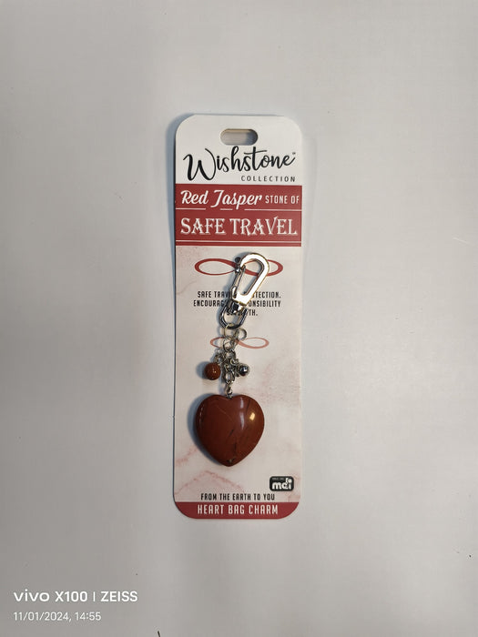 WISHSTONE COLLECTION RED JASPER HEART BAG CHARM 