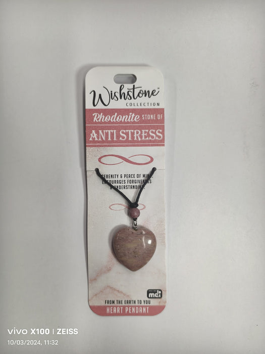 WISHSTONE COLLECTION RHODONITE HEART PENDANT 