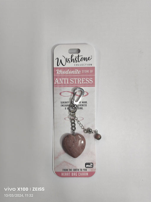 WISHSTONE COLLECTION RHODONITE HEART BAG CHARM 