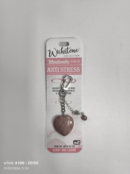 WISHSTONE COLLECTION RHODONITE HEART BAG CHARM 