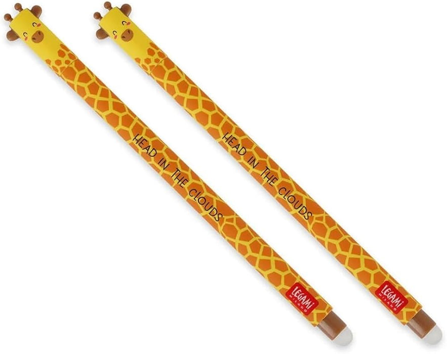 Legami Erasable Gel Pen Ball on the End for Removing Ink Without Consuming the Paper Black Heat-Sensitive Ink Tip Diameter 0.7 Mm Giraffe Theme