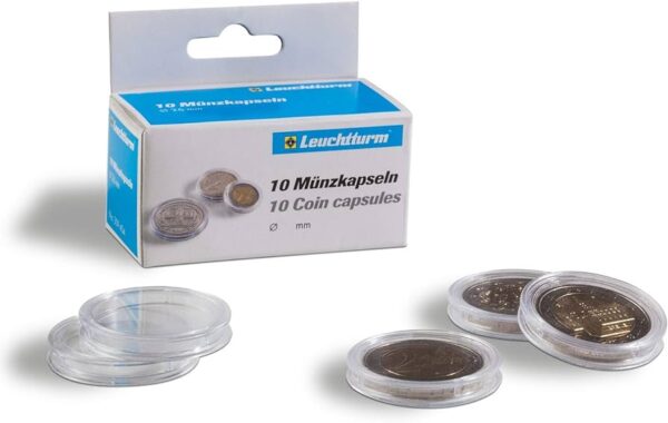 Leuchtturm Coin Capsules 10pk 25mm holds AUD $1 Coins