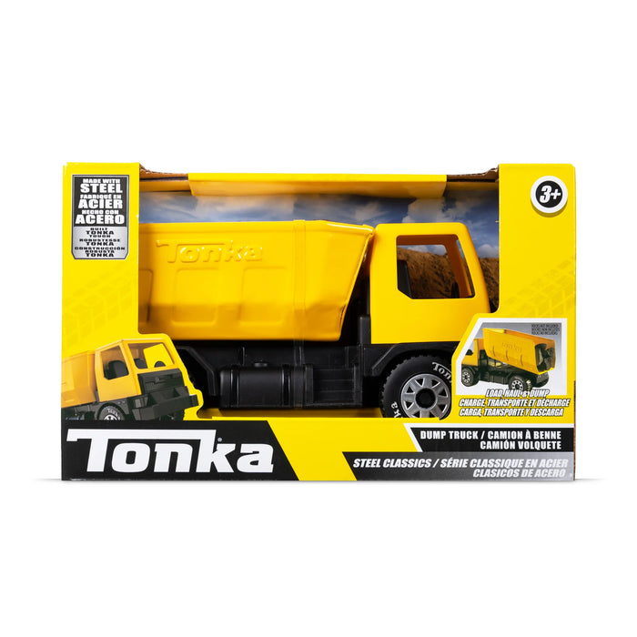 Basic Fun Tonka Mini Steel Classics Excavator – Steel Construction Movable Grapple Bucket Rolling Treads Classic Yellow Design – Perfect for Kids