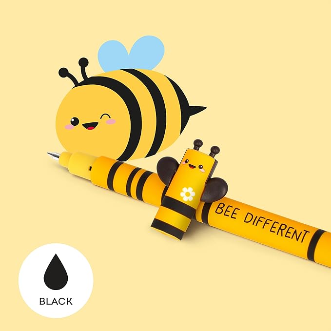 LEGAMI Erasable Gel Pen - BEE Thermosensitive Ink 0.7 Mm Tip Diameter 15 Cm Length Black Ink (2 PENS)