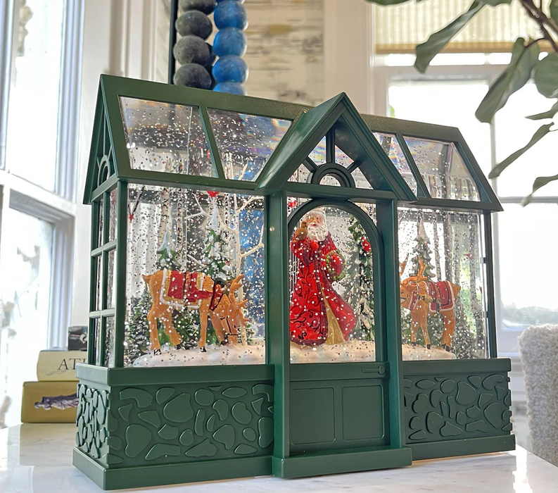 SNOWING GREENHOUSE SANTA