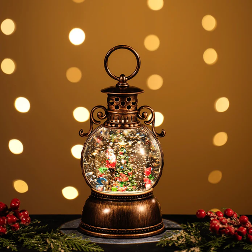 SNOWING OIL LANTERN ROTATING SANTA