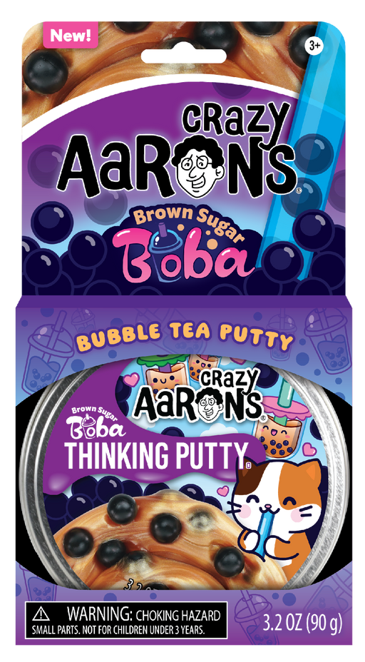 Crazy Aaron’s 4” Brown Sugar Boba Thinking Putty 90 Grams. Never Dries Out