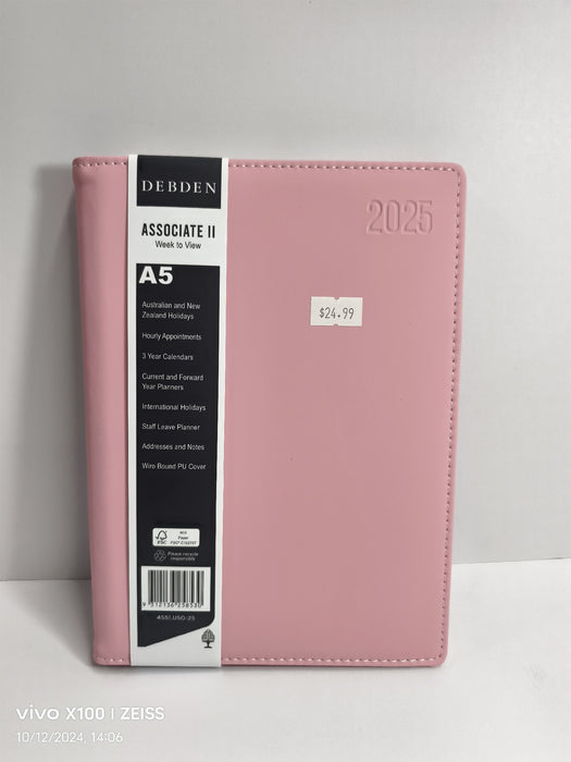 DIARY 2025 DEBDEN ASSOCIATE II A5 4551.U50 WTV PINK