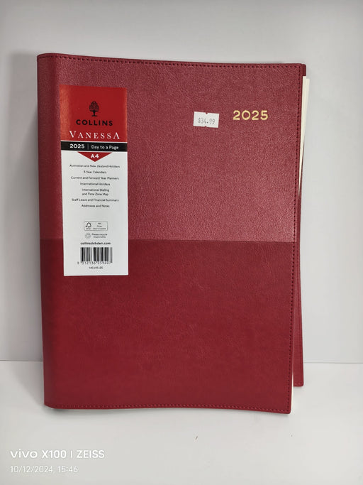 DIARY 2025 COLLINS VANESSA A4 145.V15 1DTP RED