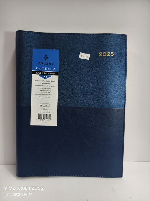 DIARY 2025 COLLINS VANESSA A4 145.V59 1DTP BLUE