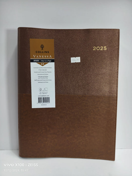 DIARY 2025 COLLINS VANESSA A4 145.V90 1DTP TAN