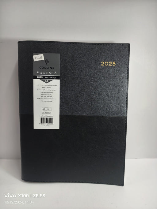 DIARY 2025 COLLINS VANESSA A4 145.V99 1DTP BLACK