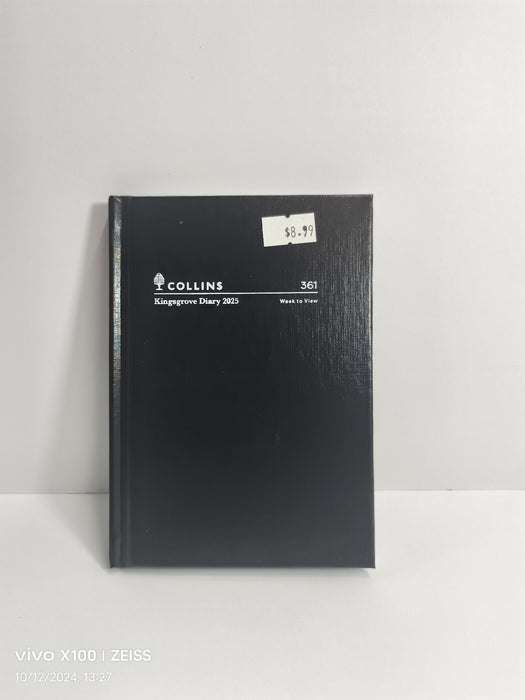 DIARY 2025 COLLINS KINGSGROVE A6 105X148MM 361.P99 WTV BLACK