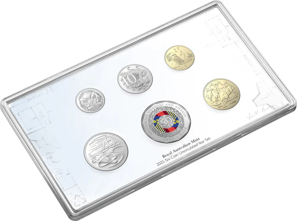 COIN PACK 6 COIN UNC SET 2025 COLOURED AUSTRALIAN HONOURS AND AWARDS SYSTEM 50TH ANNIVERSARY