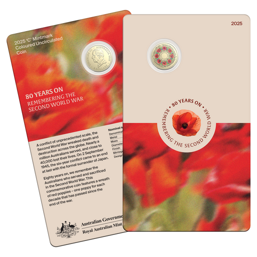 80 YEARS ON REMEMBERING THE SECOND WORLD WAR RED POPPY COIN 2025