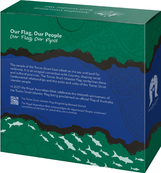 COIN PACK $2 2025 PROOF AG COLOURED' C ' MINTMARK 30TH ANNIVERSARY OF THE TORRES STRAIT ISLANDER FLAG