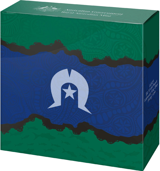 COIN PACK $2 2025 PROOF AG COLOURED' C ' MINTMARK 30TH ANNIVERSARY OF THE TORRES STRAIT ISLANDER FLAG