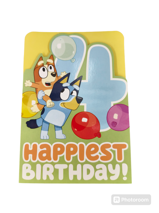 BLUEY 4TH BIRTHDAY CARD