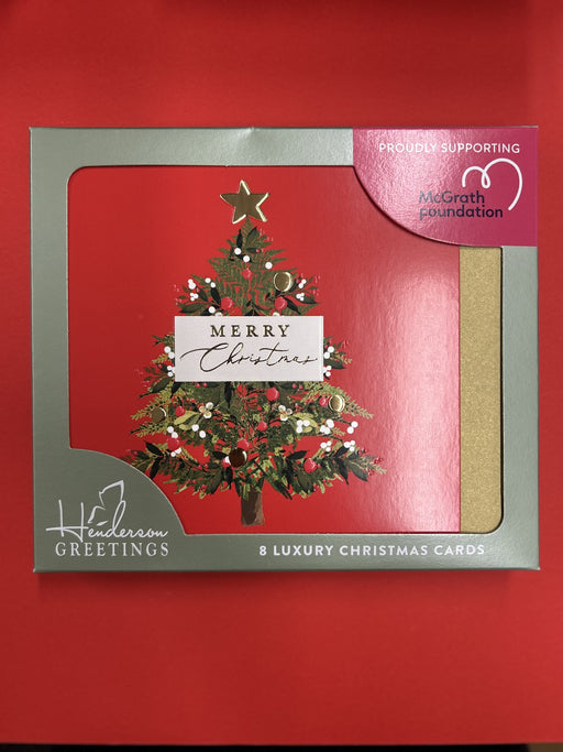 TREE ON RED LUXURY CHRISTMAS CARDS 