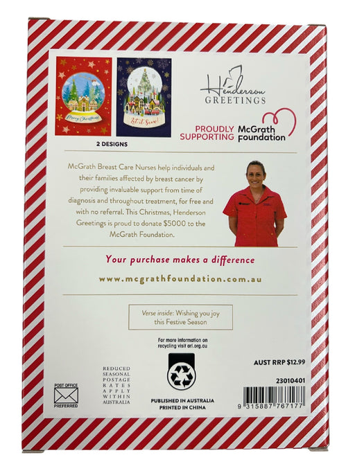 SNOW GLOBE RED FRONT CHRISTMAS CHARITY CARDS 