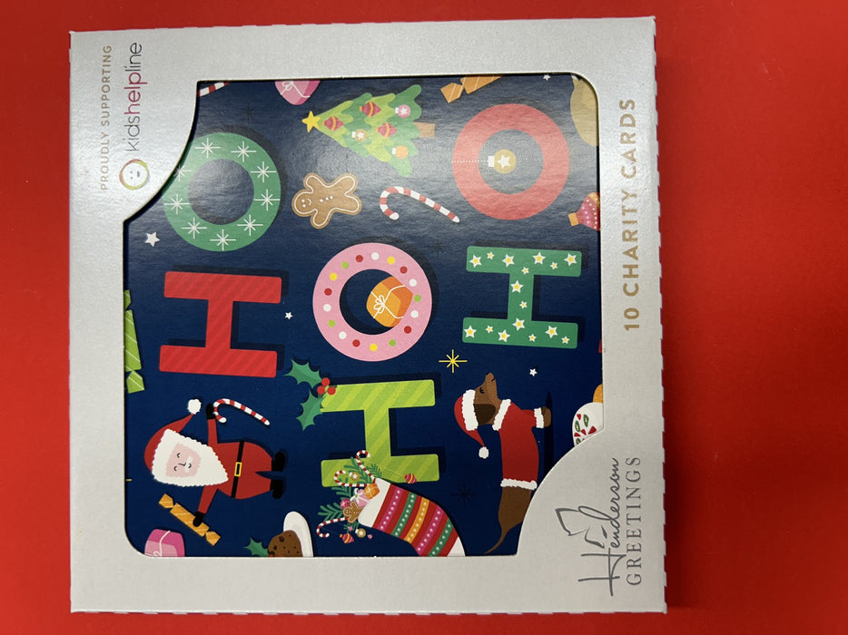 HO HO HO ON BLUE CHRISTMAS CHARITY CARD 