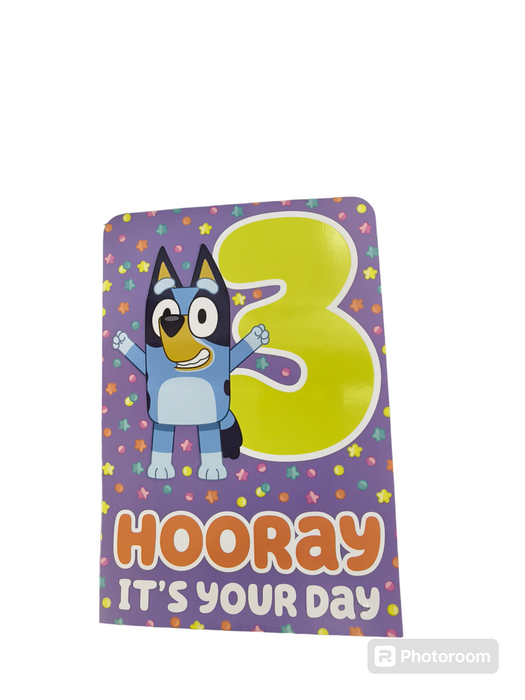 BLUEY 3RD BIRTHDAY STARS AND DOTS ON PURPLE