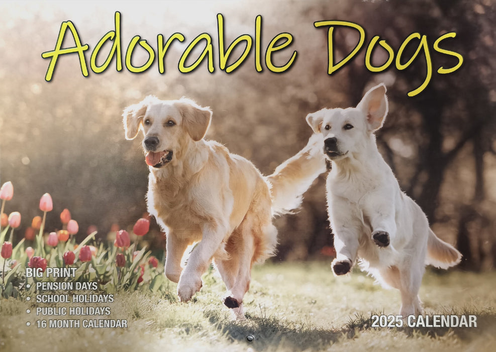 Calendar 2025 Big Print Adorable Dogs