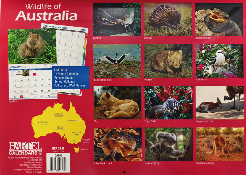 Calendar 2025 335x242mm Wildlife of Australia