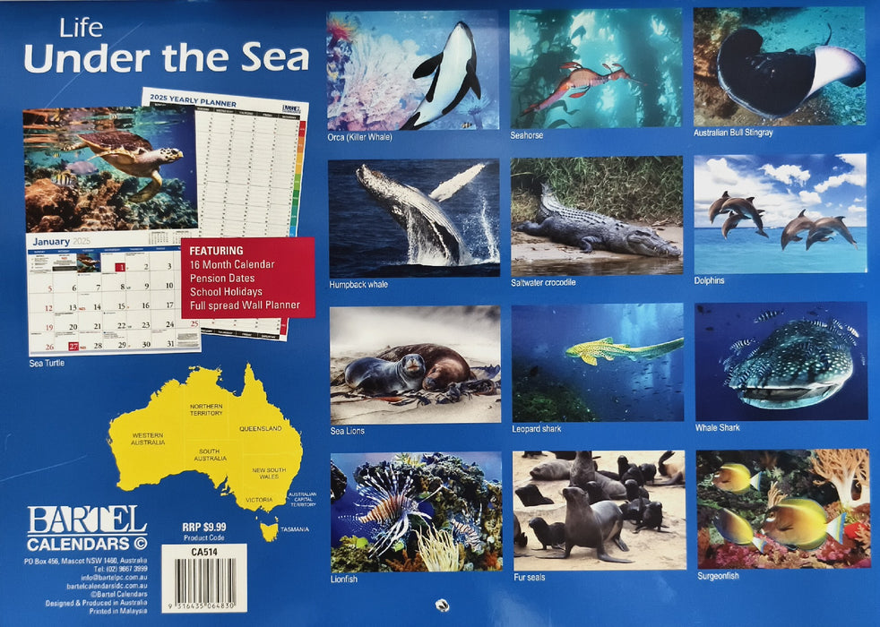 Calendar 2025 335x242mm Life Under The Sea