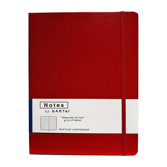 BARTEL LARGE HARDCOVER LINED NOTEBOOK RED
