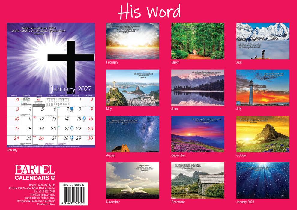 BARTEL CALENDARS 2027 HIS WORD