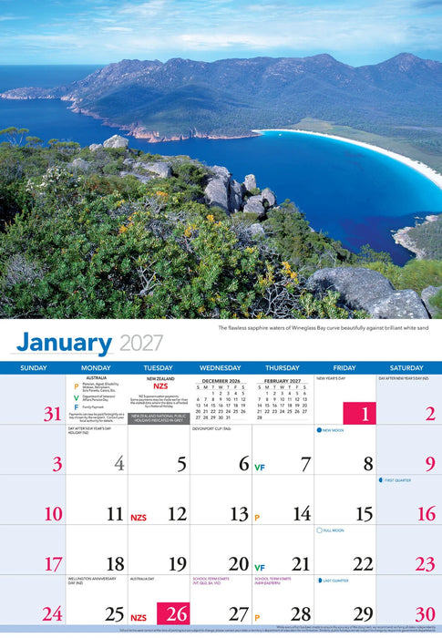 CALENDAR 2027 335X242MM TASMANIA