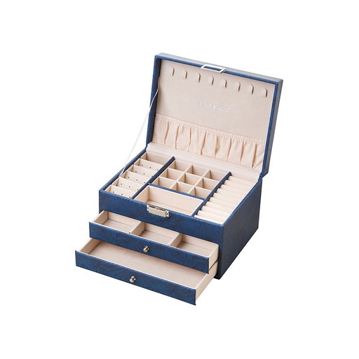 NAVY JEWELLERY BOX 2 DRAWERS