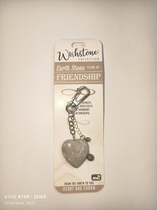 WISHSTONE COLLECTION EARTH STONE HEART BAG CHARM 