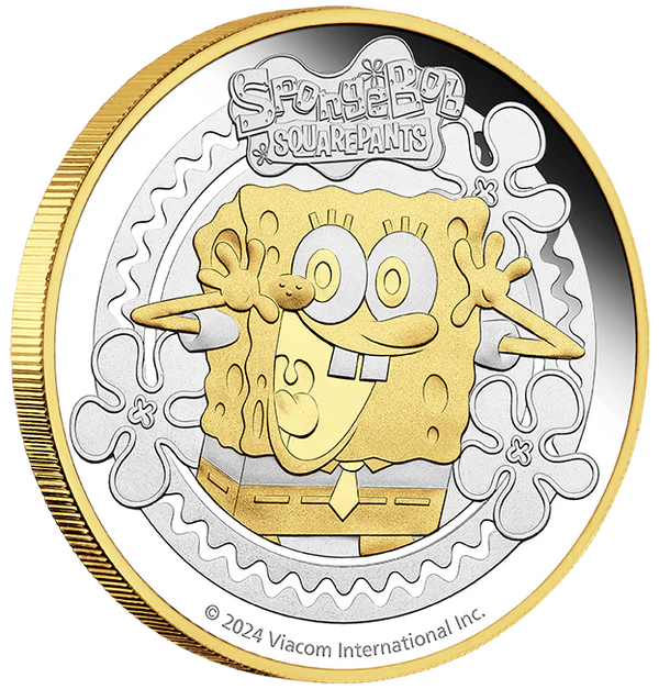 SpongeBob SquarePants 2024 2oz Silver Proof Gilded Coin