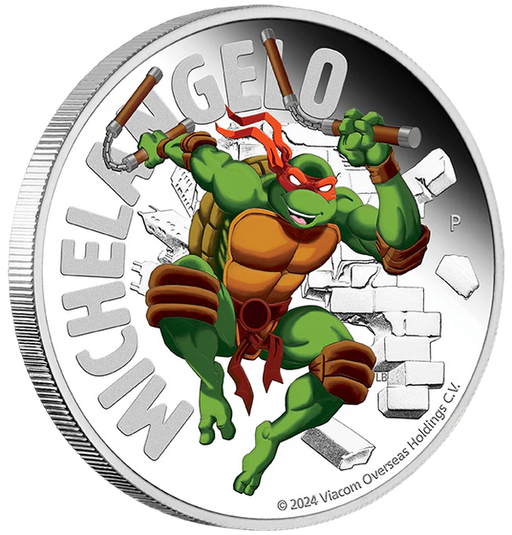 Teenage Mutant Ninja Turtles - Michelangelo 2024 1oz Silver Coloured Proof Coin