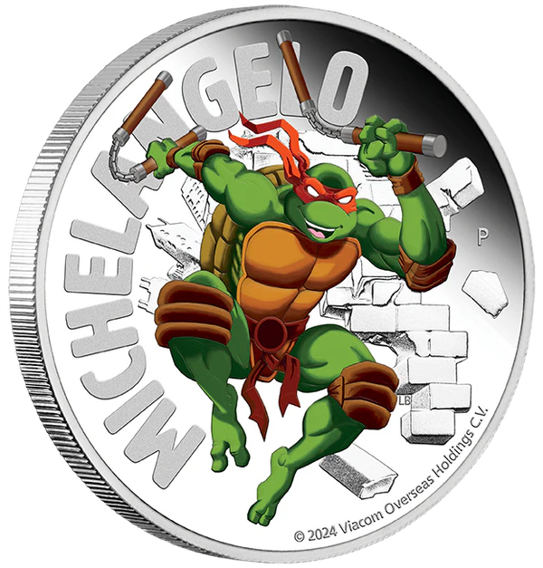 Teenage Mutant Ninja Turtles - Michelangelo 2024 1oz Silver Coloured Proof Coin