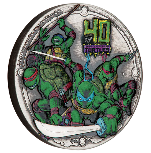 Teenage Mutant Ninja Turtles 40th Anniversary 2024 2oz Silver Antiqued High Relief Coloured Coin